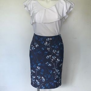 Navy Floral Skirt